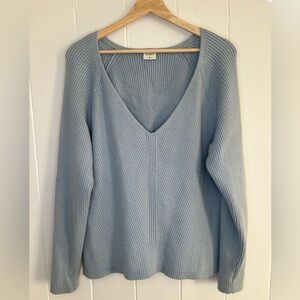 Abercrombie & Fitch Soft AF Collection Women’s Ribbed V-Neck Sweater Blue Gray